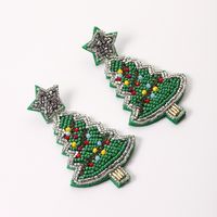 1 Pair Fashion Christmas Tree Braid Plastic Beads Drop Earrings main image 5
