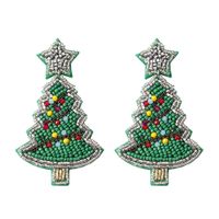1 Pair Fashion Christmas Tree Braid Plastic Beads Drop Earrings sku image 1