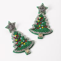 1 Paar Mode Weihnachtsbaum Flechten Kunststoff Perlen Tropfenohrringe main image 4