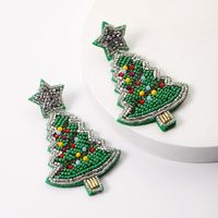 1 Paar Mode Weihnachtsbaum Flechten Kunststoff Perlen Tropfenohrringe main image 2