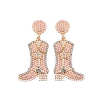 Mode Bottes Alliage Placage Perles Femmes Boucles D'oreilles 1 Paire main image 4
