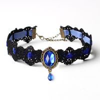 Gothic Oval Velvet Lace Inlay Artificial Diamond Women's Choker 1 Piece sku image 4