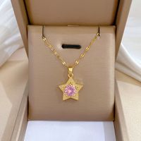 Fashion Star Stainless Steel Copper Plating Inlay Artificial Diamond Pendant Necklace main image 1