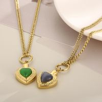 Fashion Heart Shape Stainless Steel Inlay Opal Bracelets Necklace main image 3