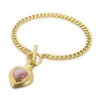 Fashion Heart Shape Stainless Steel Inlay Opal Bracelets Necklace sku image 9