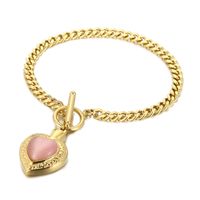 Fashion Heart Shape Stainless Steel Inlay Opal Bracelets Necklace sku image 10