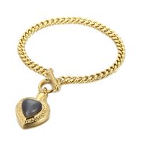 Fashion Heart Shape Stainless Steel Inlay Opal Bracelets Necklace sku image 11