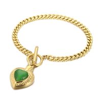 Fashion Heart Shape Stainless Steel Inlay Opal Bracelets Necklace sku image 12
