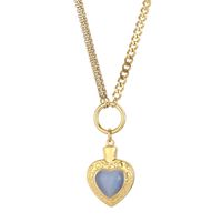 Fashion Heart Shape Stainless Steel Inlay Opal Bracelets Necklace sku image 13