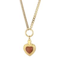 Fashion Heart Shape Stainless Steel Inlay Opal Bracelets Necklace sku image 14