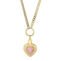 Fashion Heart Shape Stainless Steel Inlay Opal Bracelets Necklace sku image 15