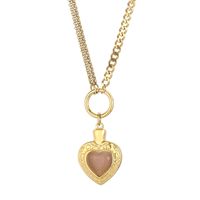 Fashion Heart Shape Stainless Steel Inlay Opal Bracelets Necklace sku image 16