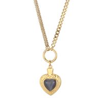 Fashion Heart Shape Stainless Steel Inlay Opal Bracelets Necklace sku image 17