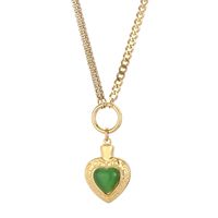 Fashion Heart Shape Stainless Steel Inlay Opal Bracelets Necklace sku image 18