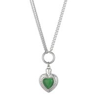 Fashion Heart Shape Stainless Steel Inlay Opal Bracelets Necklace sku image 1