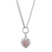 Fashion Heart Shape Stainless Steel Inlay Opal Bracelets Necklace sku image 3