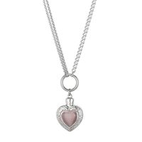 Fashion Heart Shape Stainless Steel Inlay Opal Bracelets Necklace sku image 4