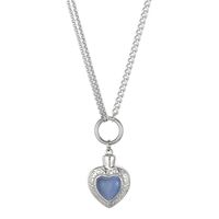 Fashion Heart Shape Stainless Steel Inlay Opal Bracelets Necklace sku image 6