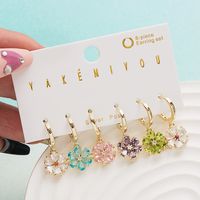 Yakemiyou Fashion Flower Copper Plating Zircon Dangling Earrings 1 Set main image 1