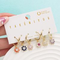 Yakemiyou Fashion Flower Copper Plating Zircon Dangling Earrings 1 Set sku image 1