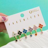 Yakemiyou Fashion Flower Copper Plating Zircon Dangling Earrings 1 Set sku image 3