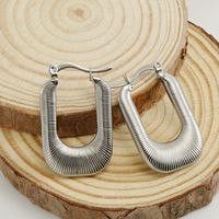 Fashion U Shape Titanium Steel Plating Hoop Earrings 1 Pair main image 4