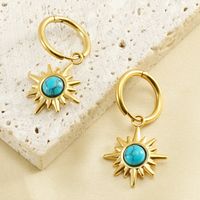 Fashion Sun Stainless Steel Plating Inlay Turquoise Drop Earrings 1 Pair main image 1