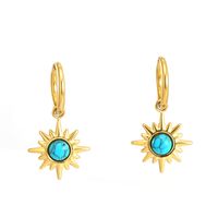 Fashion Sun Stainless Steel Plating Inlay Turquoise Drop Earrings 1 Pair sku image 1