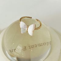Fashion Butterfly Copper Inlay Pearl Zircon Rings 1 Piece sku image 3