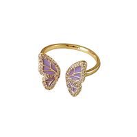 Fashion Butterfly Copper Inlay Pearl Zircon Rings 1 Piece main image 3
