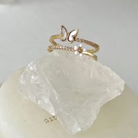 Fashion Butterfly Copper Inlay Pearl Zircon Rings 1 Piece sku image 4