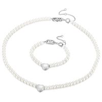 Fashion Heart Shape Stainless Steel Imitation Pearl Synthetic Resin Beaded Plating Inlay Zircon Women's Jewelry Set 2 Pieces sku image 5