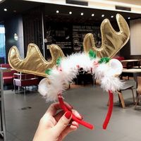 Nordic Style Cute Christmas Christmas Tree Santa Claus Antlers Flannel Hair Band sku image 24