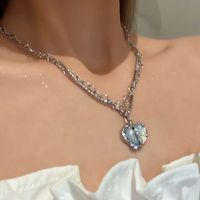 Fashion Sweet Geometric Heart Shape Alloy Plating Metal Artificial Gemstones Rhinestones Women's Necklace main image 1