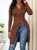 Women's T-shirt Long Sleeve Blouses Patchwork Fashion Solid Color main image 5