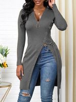 Women's T-shirt Long Sleeve Blouses Patchwork Fashion Solid Color main image 4