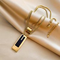 Simple Style Rectangle Titanium Steel Plating Layered Necklaces 1 Piece main image 1