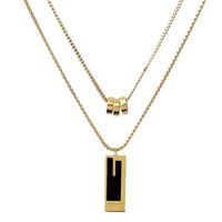 Simple Style Rectangle Titanium Steel Plating Layered Necklaces 1 Piece main image 4