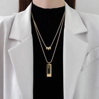 Simple Style Rectangle Titanium Steel Plating Layered Necklaces 1 Piece main image 2