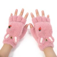 Children Unisex Cute Cartoon Bear Heart Shape Plush Gloves main image 4