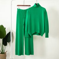 Women's Fashion Solid Color Polyacrylonitrile Fiber Rib-knit Pants Sets main image 1
