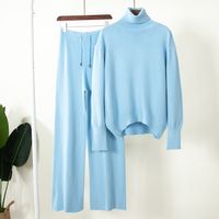 Women's Fashion Solid Color Polyacrylonitrile Fiber Rib-knit Pants Sets main image 5