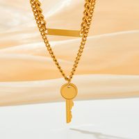 Fashion Key Stainless Steel Plating Layered Necklaces 1 Piece main image 5