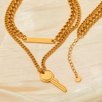 Fashion Key Stainless Steel Plating Layered Necklaces 1 Piece main image 4