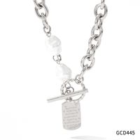 Mode Geometrisch Rostfreier Stahl Überzug Künstliche Perlen Halskette Mit Anhänger 1 Stück sku image 2