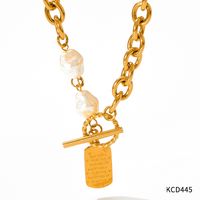 Mode Geometrisch Rostfreier Stahl Überzug Künstliche Perlen Halskette Mit Anhänger 1 Stück sku image 1
