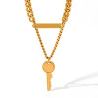 Fashion Key Stainless Steel Plating Layered Necklaces 1 Piece main image 2