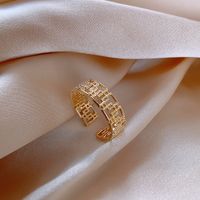 Lady Geometric Alloy Gold Plated Artificial Rhinestones Women's Open Ring sku image 1