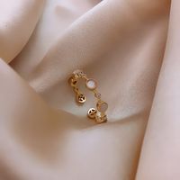 Lady Geometric Alloy Gold Plated Artificial Rhinestones Women's Open Ring sku image 3
