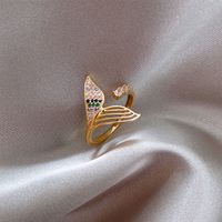 Lady Geometric Alloy Gold Plated Artificial Rhinestones Women's Open Ring sku image 10